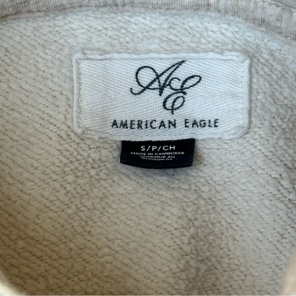 American Eagle Oversized Hoodie Crewneck Ivory Relaxed Fit Women’s Size Small - Picture 4 of 9